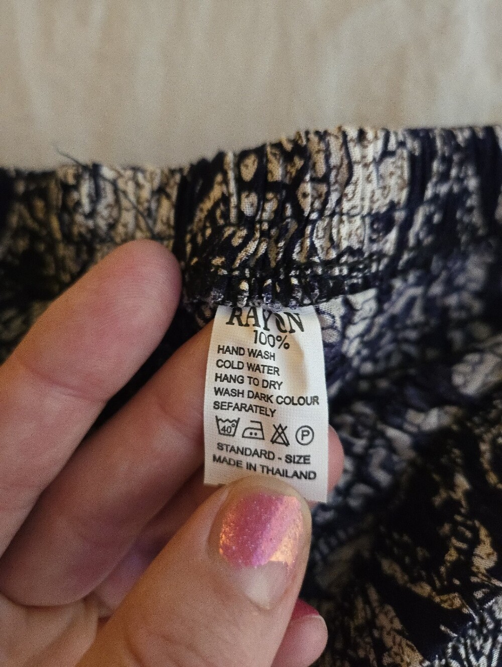 Navy Cream Thai Elephant Print Harem Pants Bohemian Hippie Festival EB5 - Picture 3 of 10